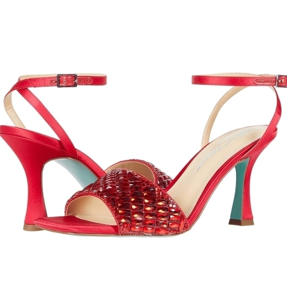 Betsey Johnson Britt Square Toe Rhinestone Sandals - Picture 1 of 5